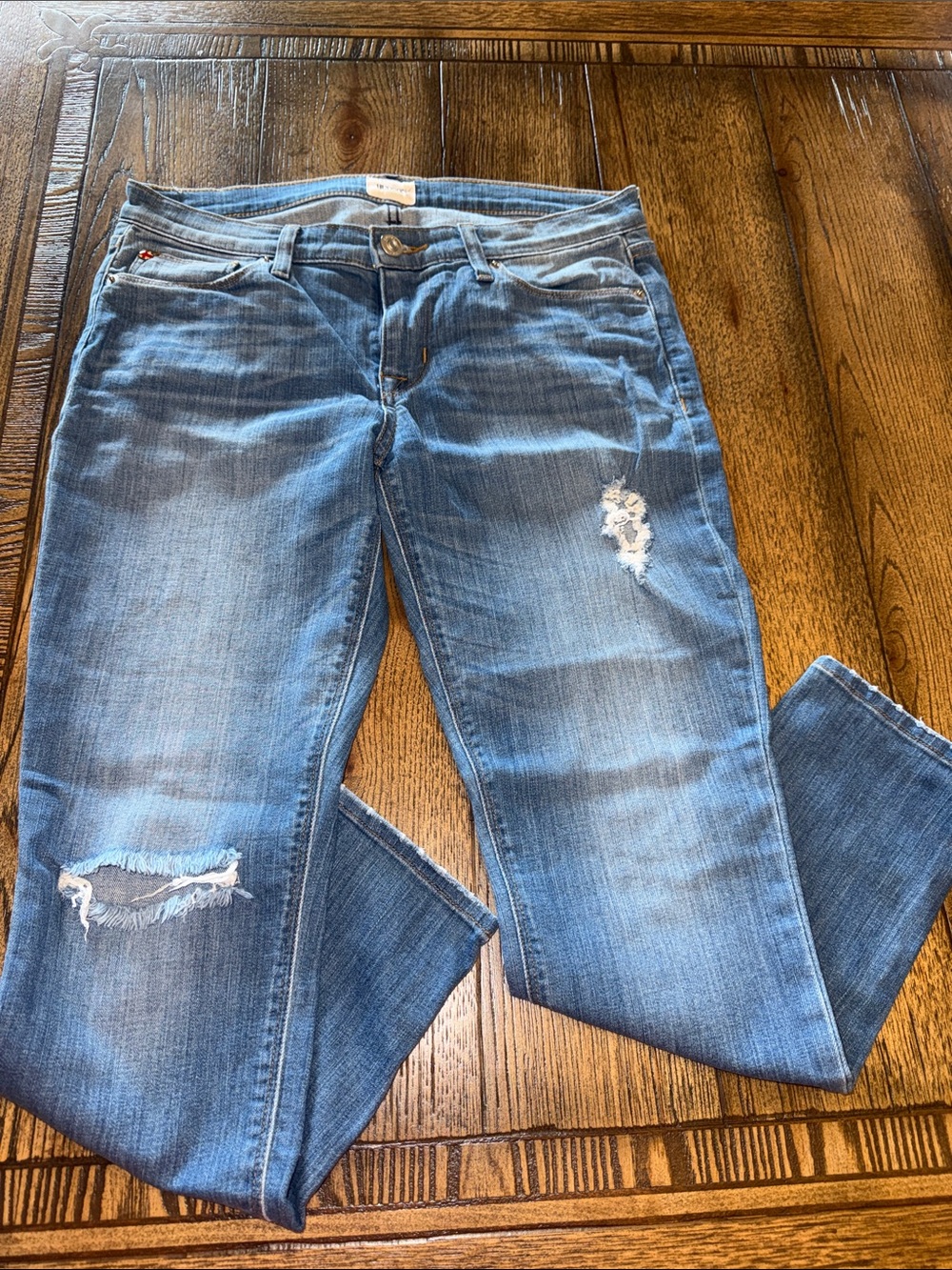 Hudson Jeans Krista Super Skinny Light Blue Distressed Ankle Crop